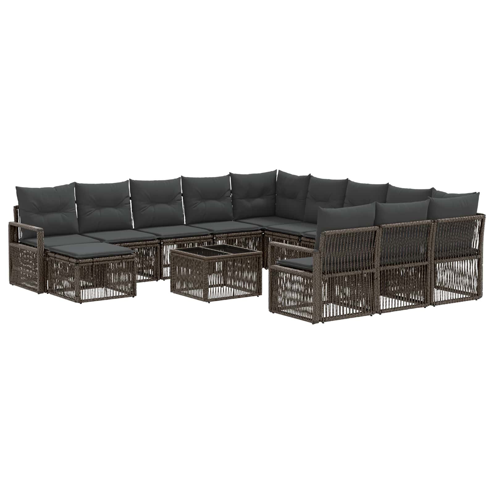 vidaXL Tuinbankenset 13 pcs Zwart poly rattan