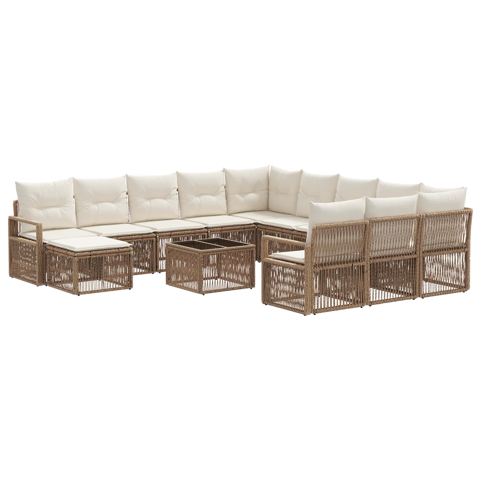 vidaXL Tuinbankenset 13 pcs Zwart poly rattan