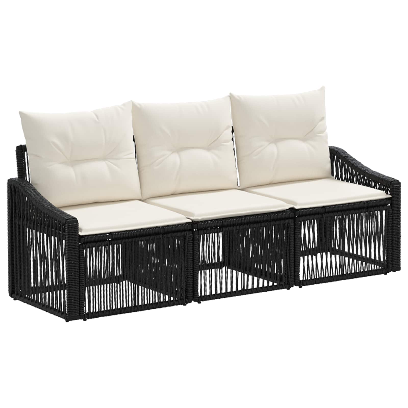 vidaXL Tuinbankenset 4 pcs Zwart poly rattan