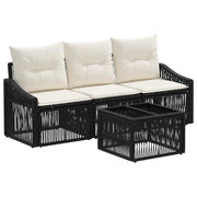 vidaXL Tuinbankenset 4 pcs Zwart poly rattan