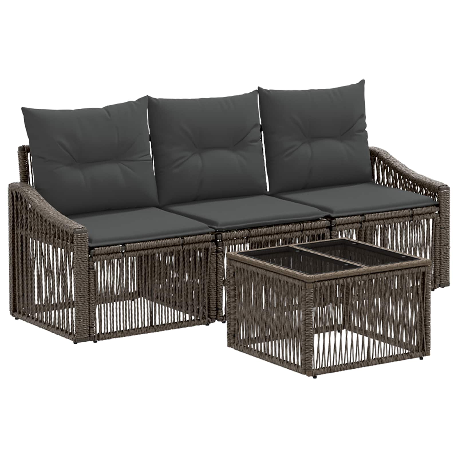 vidaXL Tuinbankenset 4 pcs Zwart poly rattan