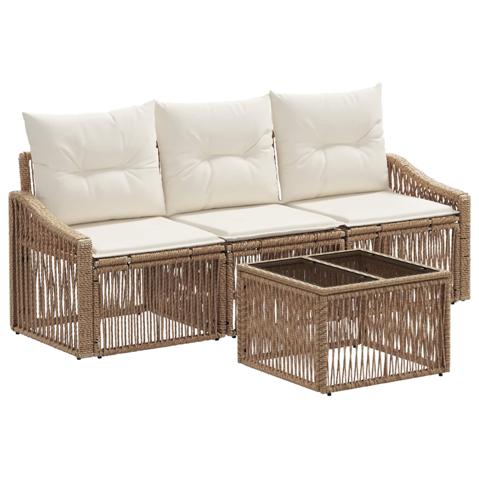 vidaXL Tuinbankenset 4 pcs Zwart poly rattan