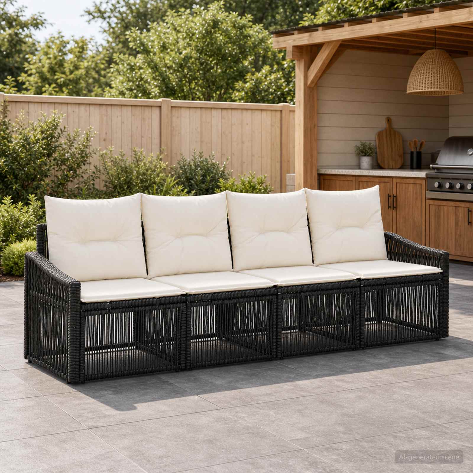 vidaXL Tuinbankenset 5 pcs Zwart poly rattan