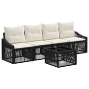 vidaXL Tuinbankenset 5 pcs Zwart poly rattan