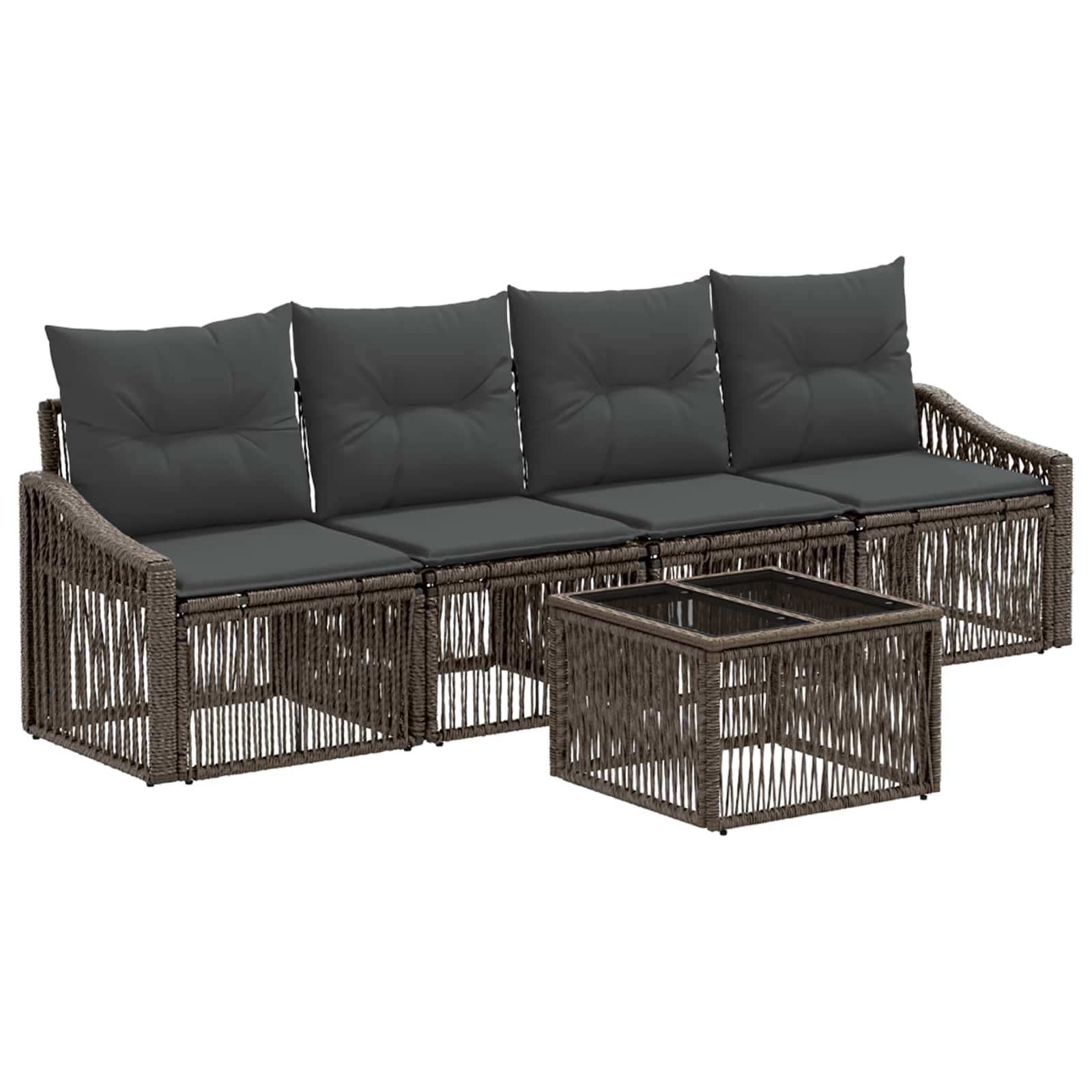 vidaXL Tuinbankenset 5 pcs Zwart poly rattan