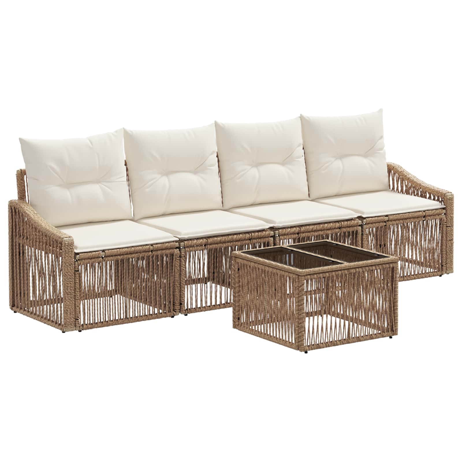 vidaXL Tuinbankenset 5 pcs Zwart poly rattan