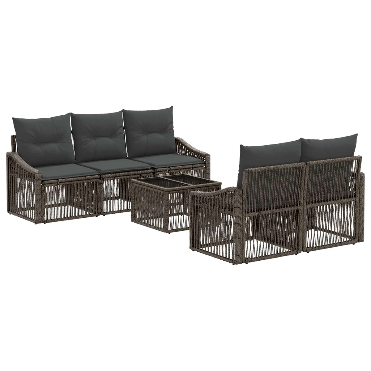 vidaXL Tuinbankenset 6 st Zwart poly rattan