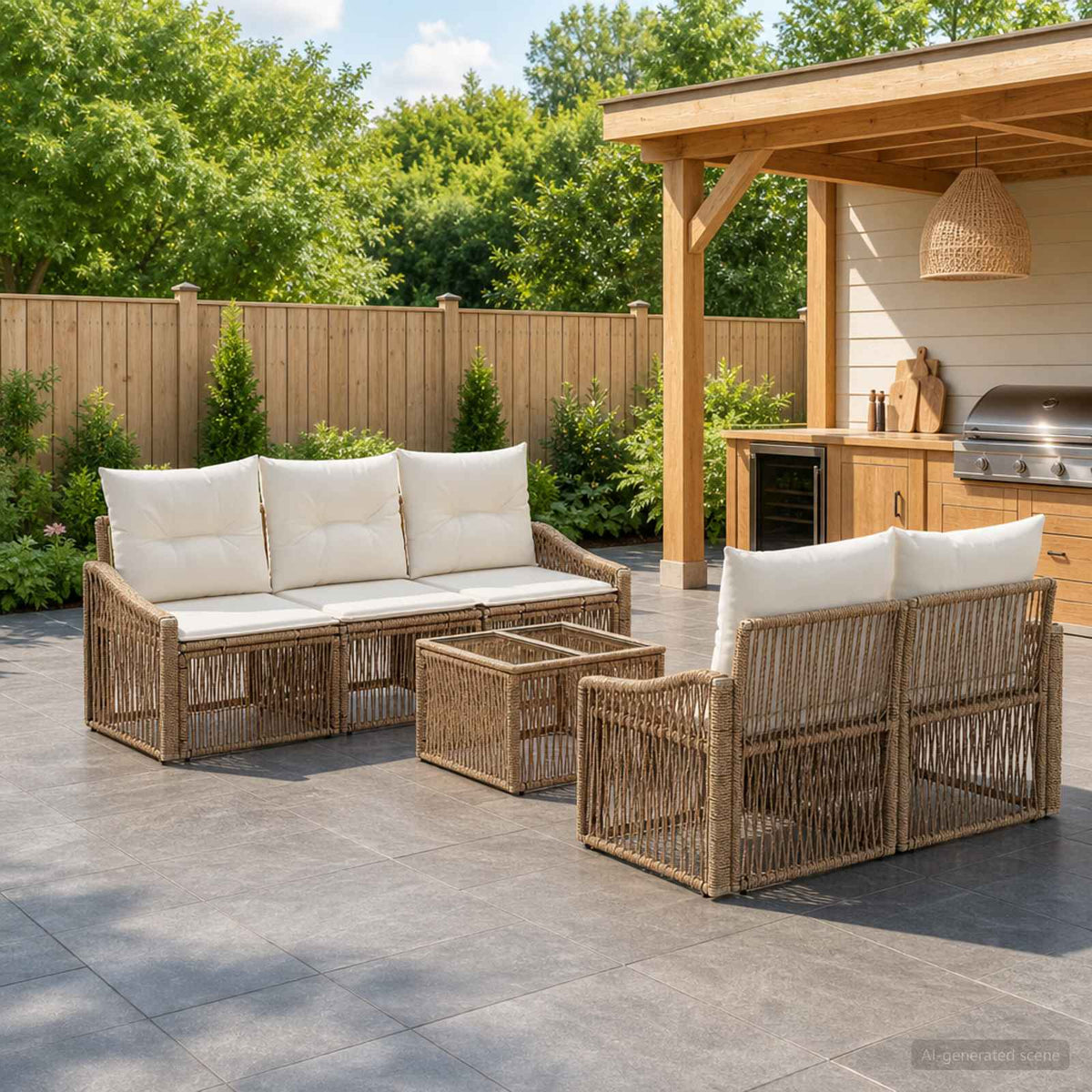 vidaXL Tuinbankenset 6 st Zwart poly rattan