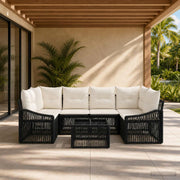 vidaXL Tuinbankenset 7 st Zwart poly rattan