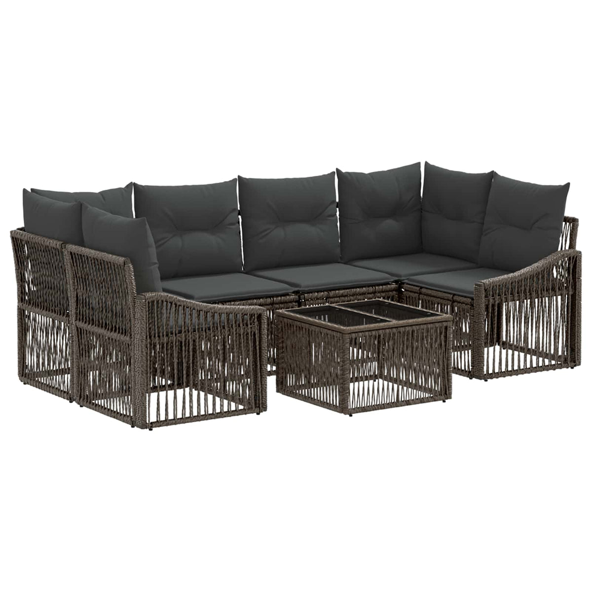 vidaXL Tuinbankenset 7 st Zwart poly rattan