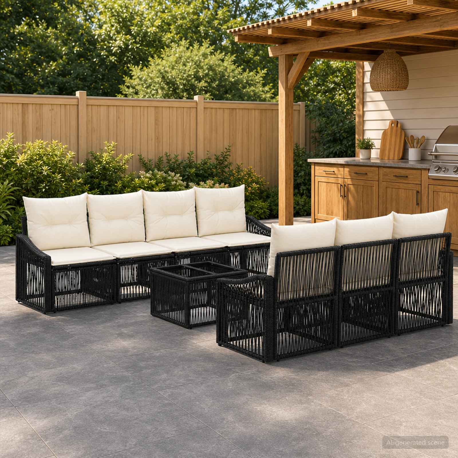 vidaXL Tuinbankenset 8 st Zwart poly rattan
