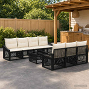 vidaXL Tuinbankenset 8 st Zwart poly rattan