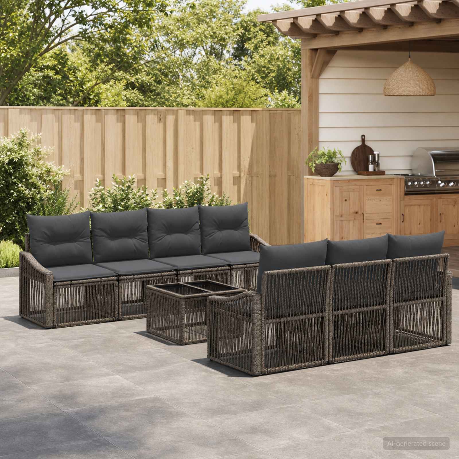 vidaXL Tuinbankenset 8 st Zwart poly rattan