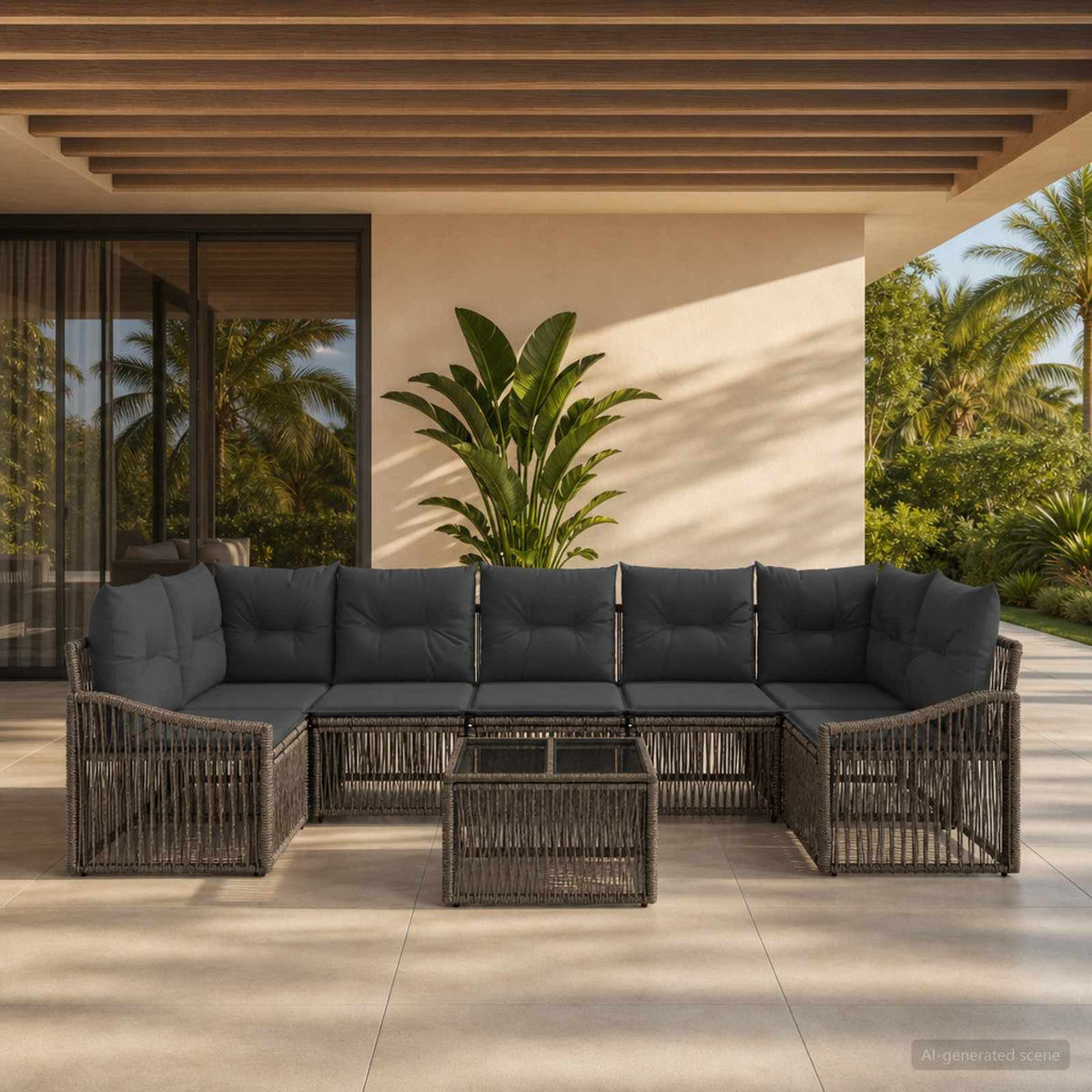 vidaXL Tuinbankenset 8 st Zwart poly rattan