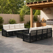 vidaXL Tuinbankenset 9 st Zwart poly rattan