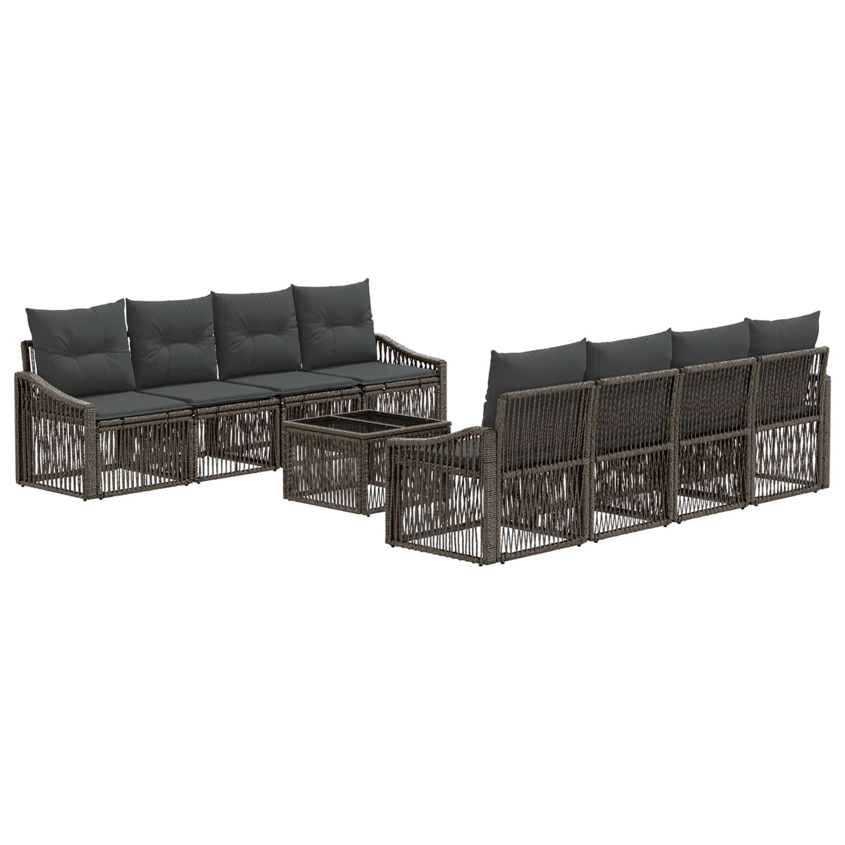 vidaXL Tuinbankenset 9 st Zwart poly rattan