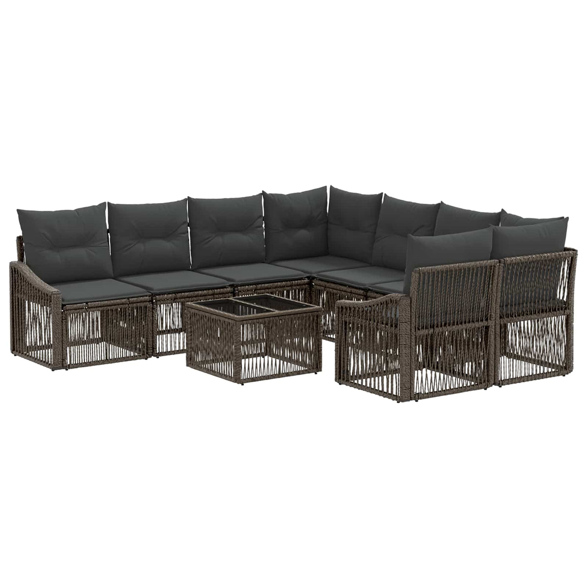 vidaXL Tuinbankenset 9 st Zwart poly rattan