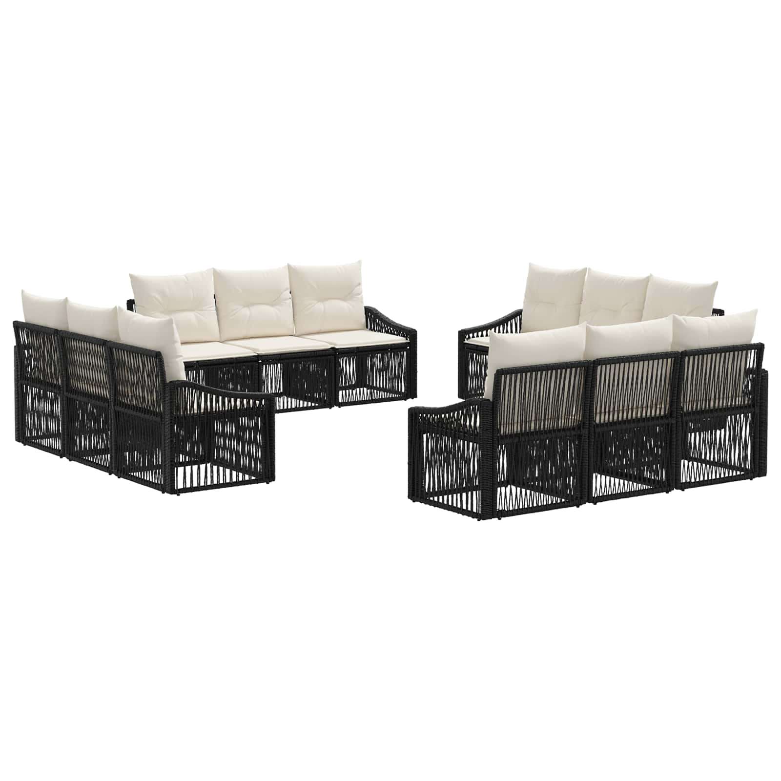vidaXL Tuinbankenset 13 pcs Zwart poly rattan