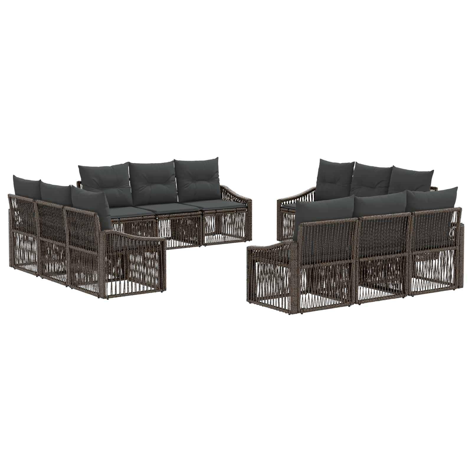 vidaXL Tuinbankenset 13 pcs Zwart poly rattan