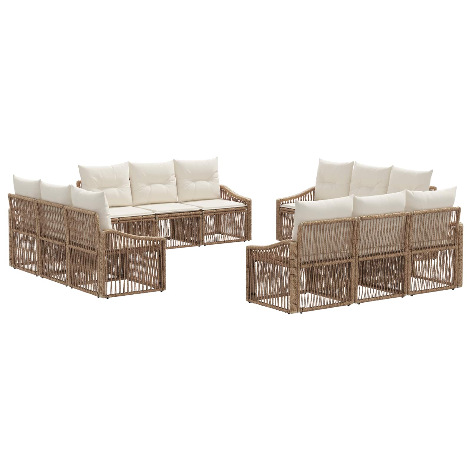 vidaXL Tuinbankenset 13 pcs Zwart poly rattan