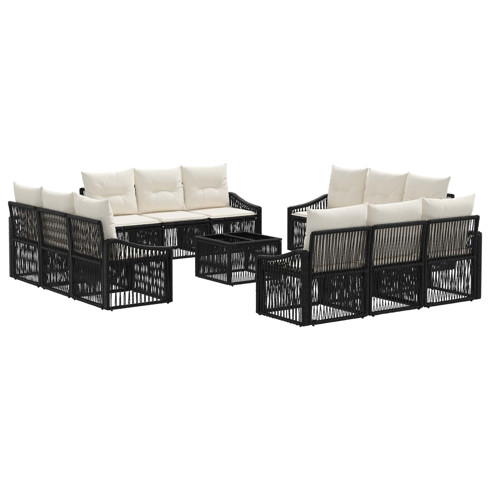 vidaXL Tuinbankenset 13 pcs Zwart poly rattan