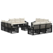 vidaXL Tuinbankenset 13 pcs Zwart poly rattan