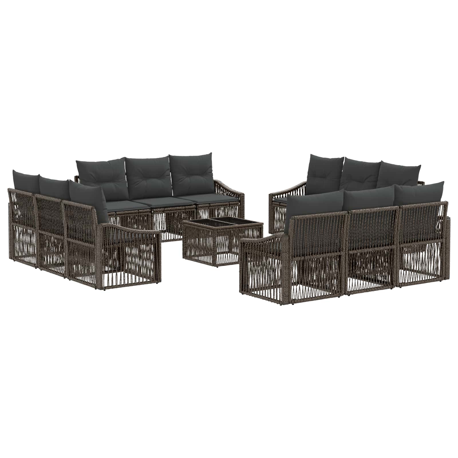 vidaXL Tuinbankenset 13 pcs Zwart poly rattan