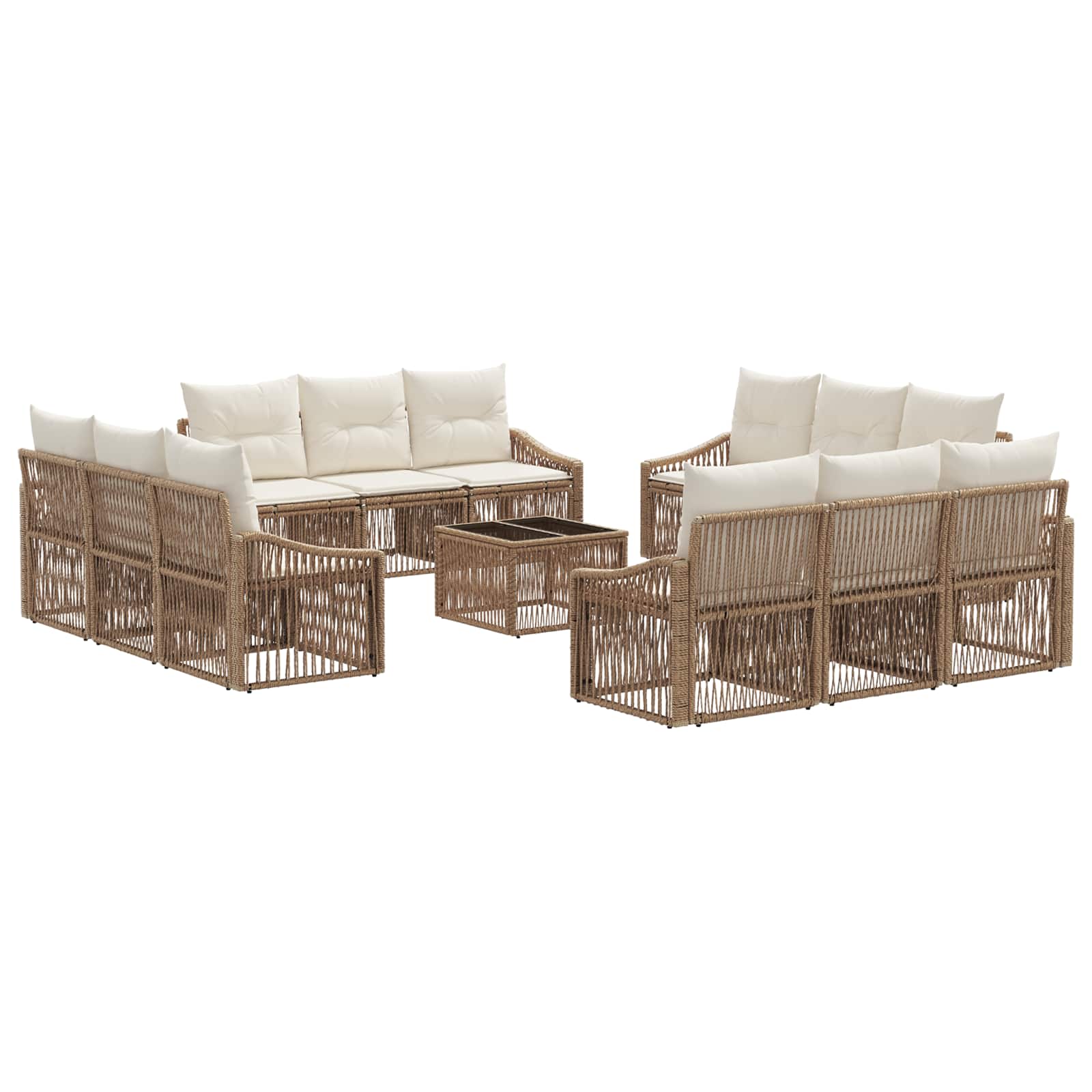 vidaXL Tuinbankenset 13 pcs Zwart poly rattan