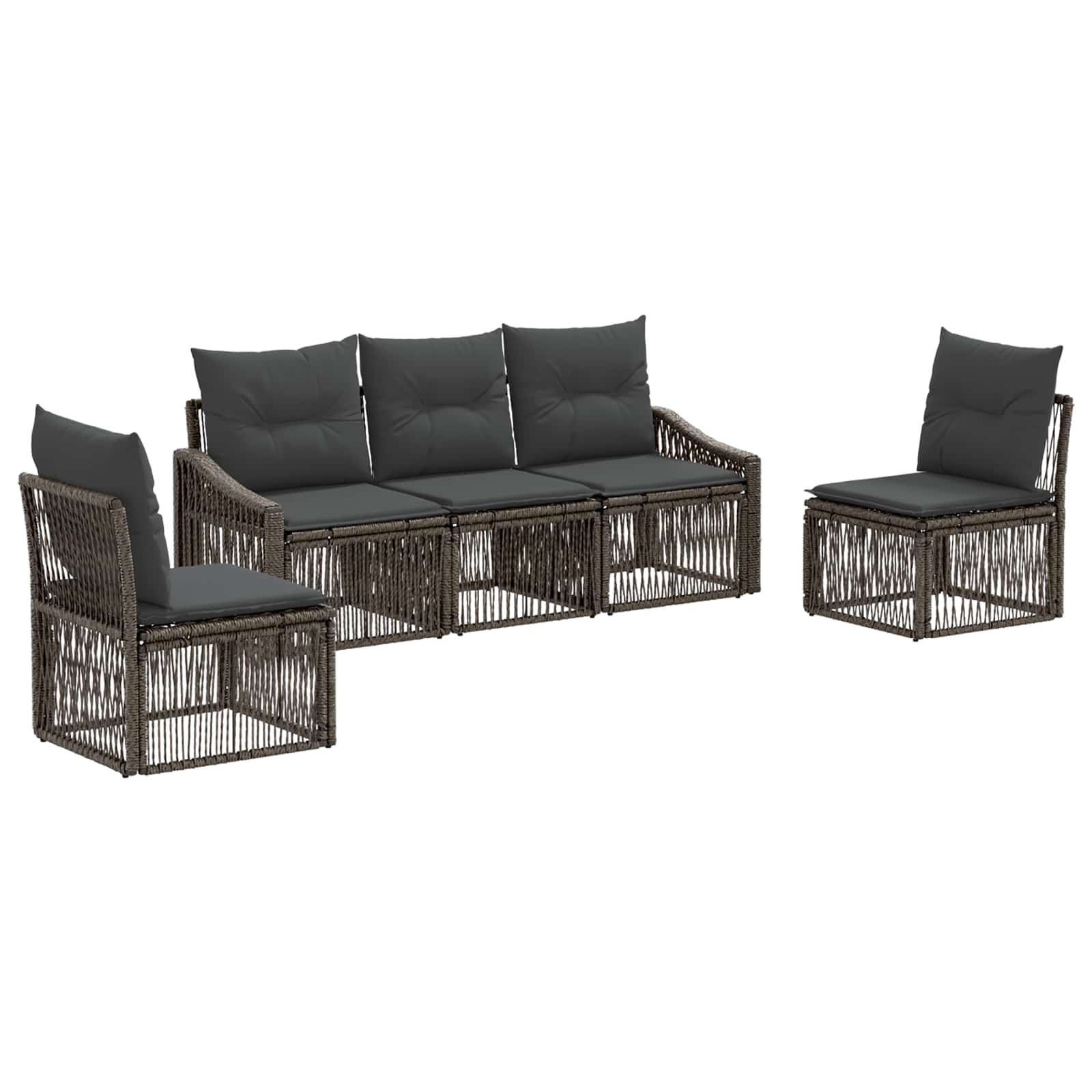 vidaXL Tuinbankenset 6 pcs Zwart poly rattan