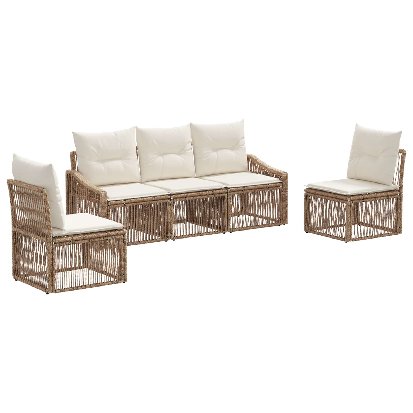 vidaXL Tuinbankenset 6 pcs Zwart poly rattan