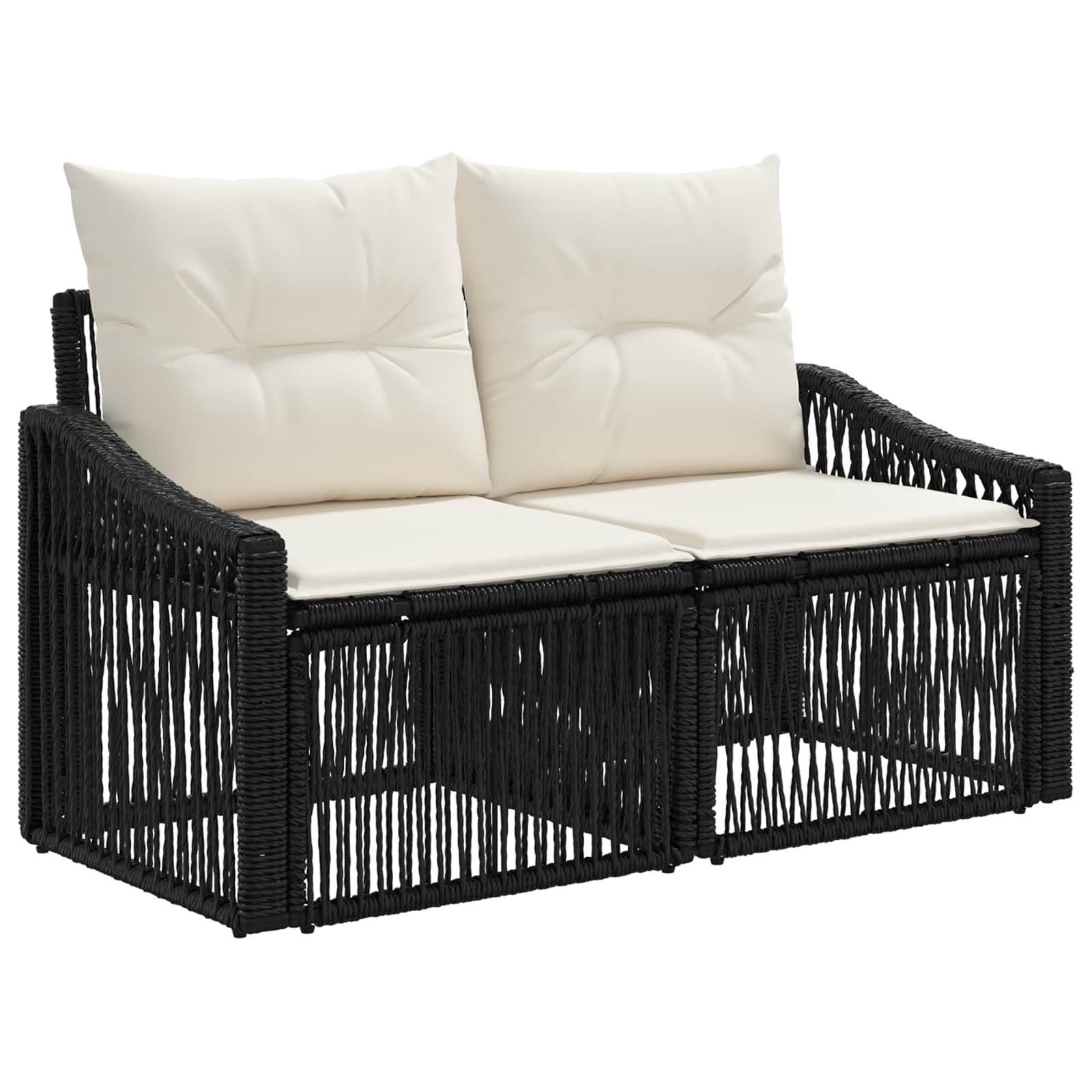 vidaXL Tuinbankenset 7 pcs Zwart poly rattan