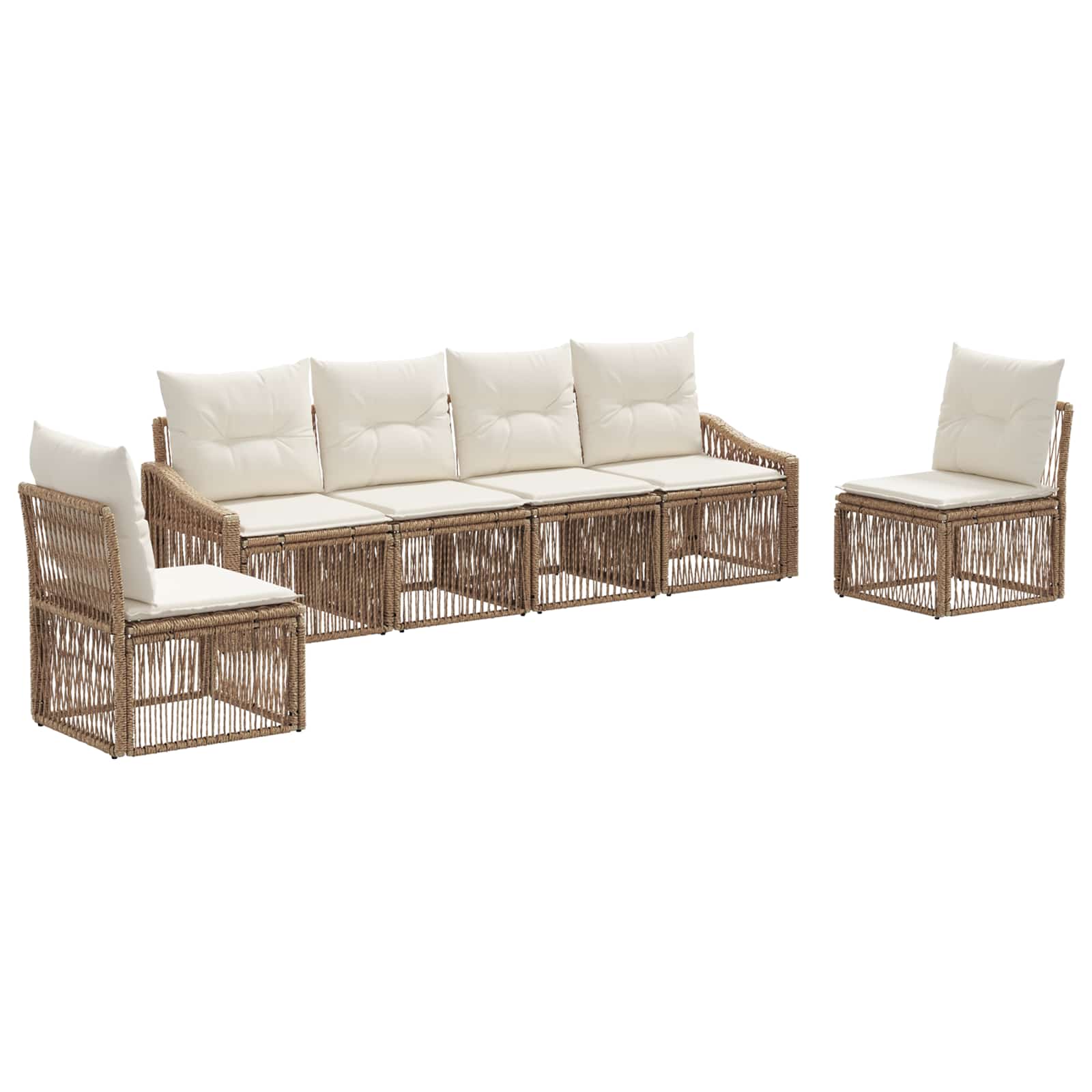 vidaXL Tuinbankenset 7 pcs Zwart poly rattan
