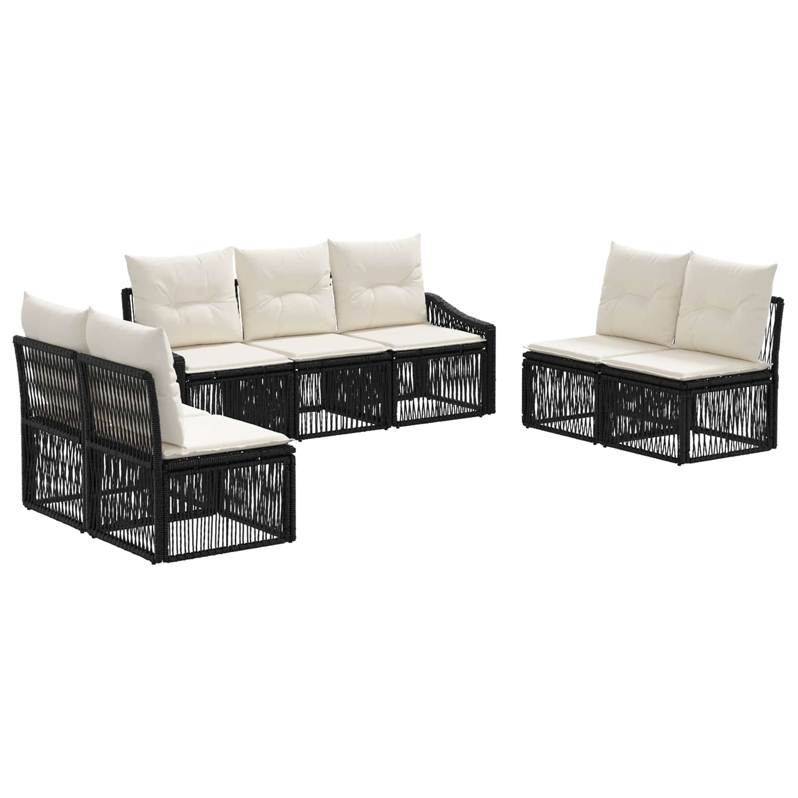 vidaXL Tuinbankenset 8 pcs Zwart poly rattan