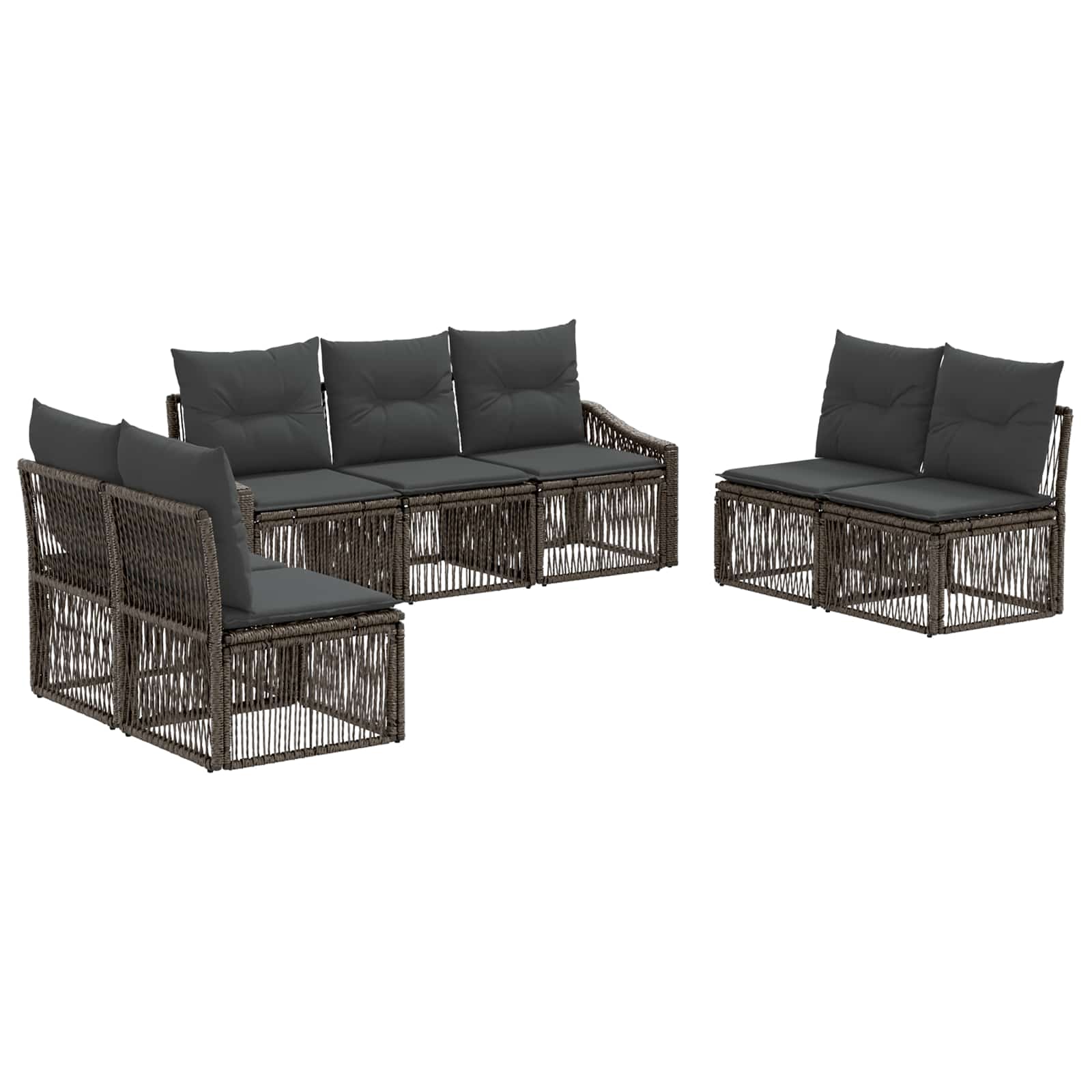 vidaXL Tuinbankenset 8 pcs Zwart poly rattan