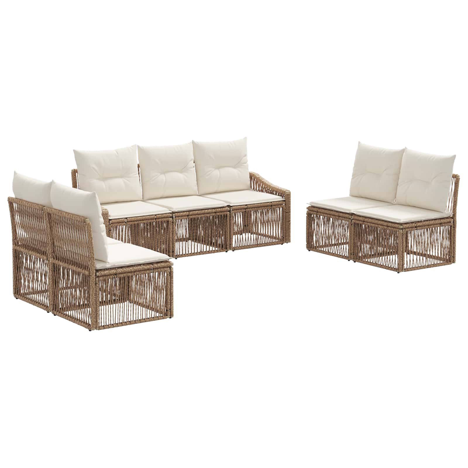 vidaXL Tuinbankenset 8 pcs Zwart poly rattan