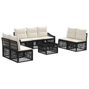 vidaXL Tuinbankenset 8 pcs Zwart poly rattan