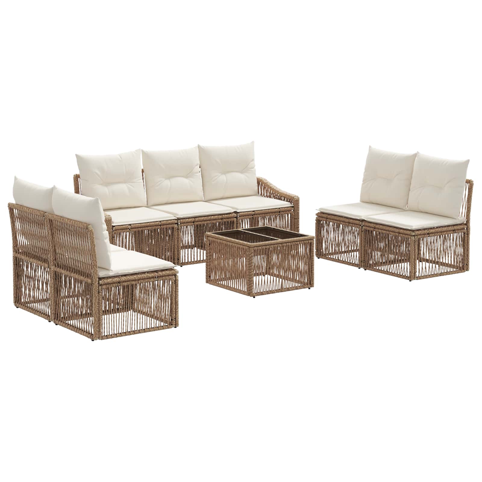 vidaXL Tuinbankenset 8 pcs Zwart poly rattan