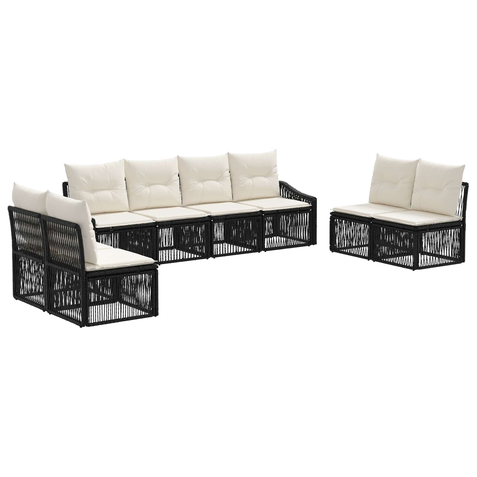 vidaXL Tuinbankenset 9 pcs Zwart poly rattan