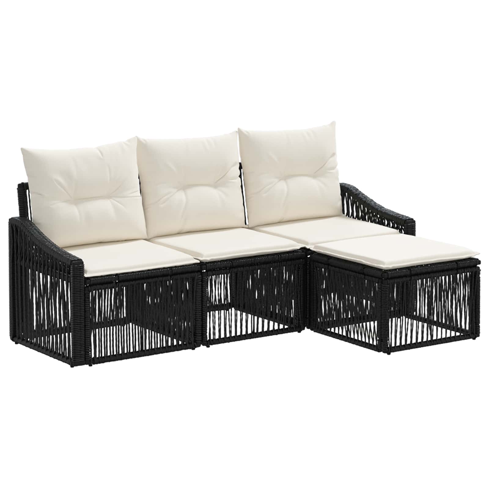 vidaXL Tuinbankenset 5 pcs Zwart poly rattan