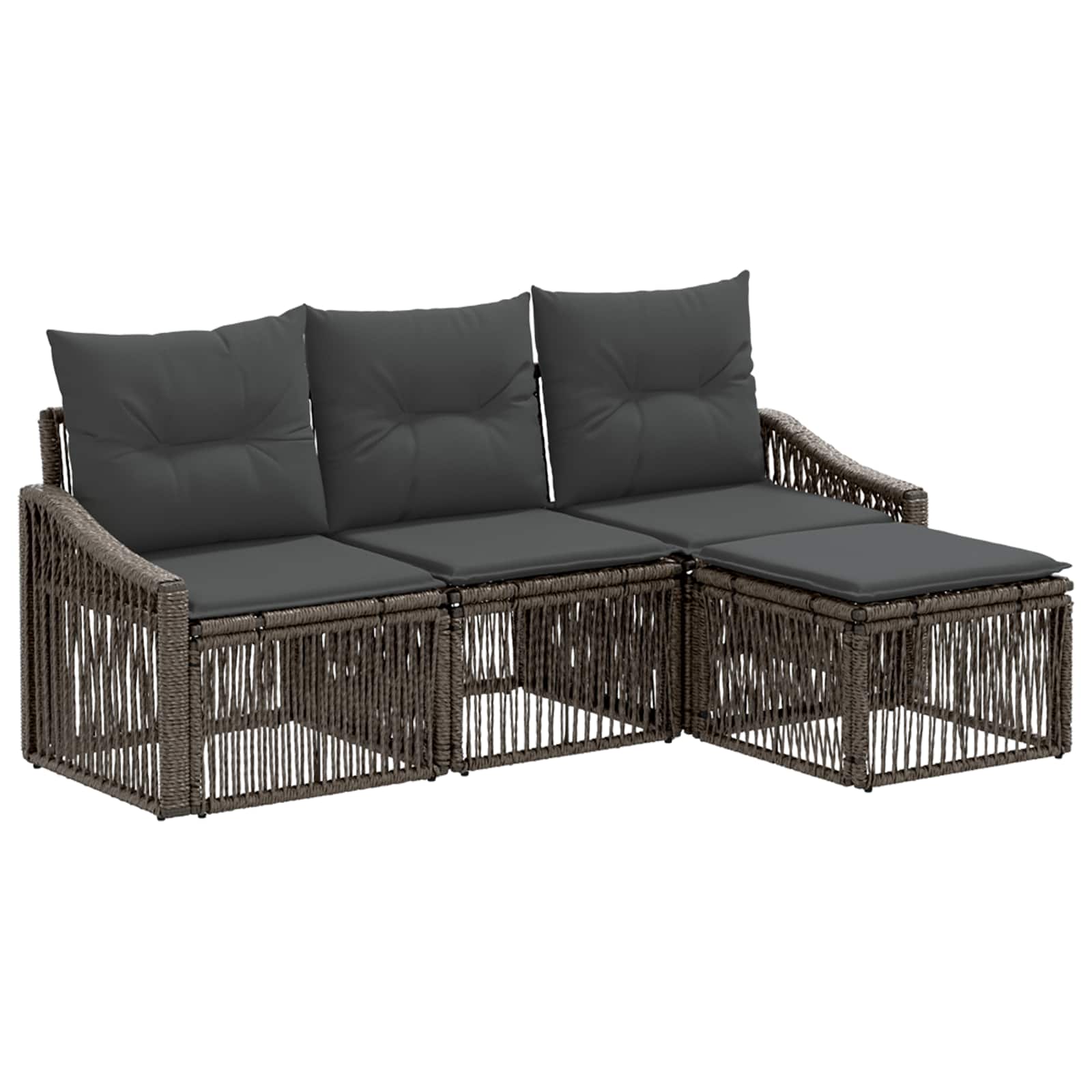 vidaXL Tuinbankenset 5 pcs Zwart poly rattan