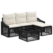 vidaXL Tuinbankenset 5 pcs Zwart poly rattan