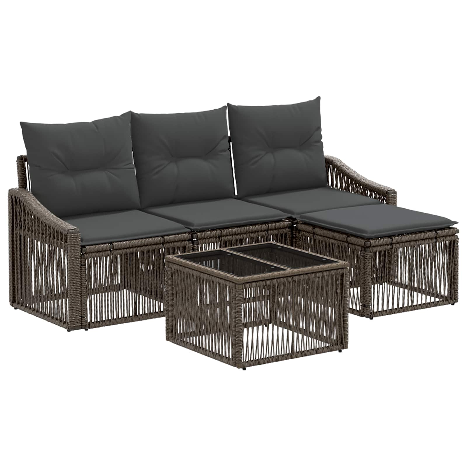 vidaXL Tuinbankenset 5 pcs Zwart poly rattan
