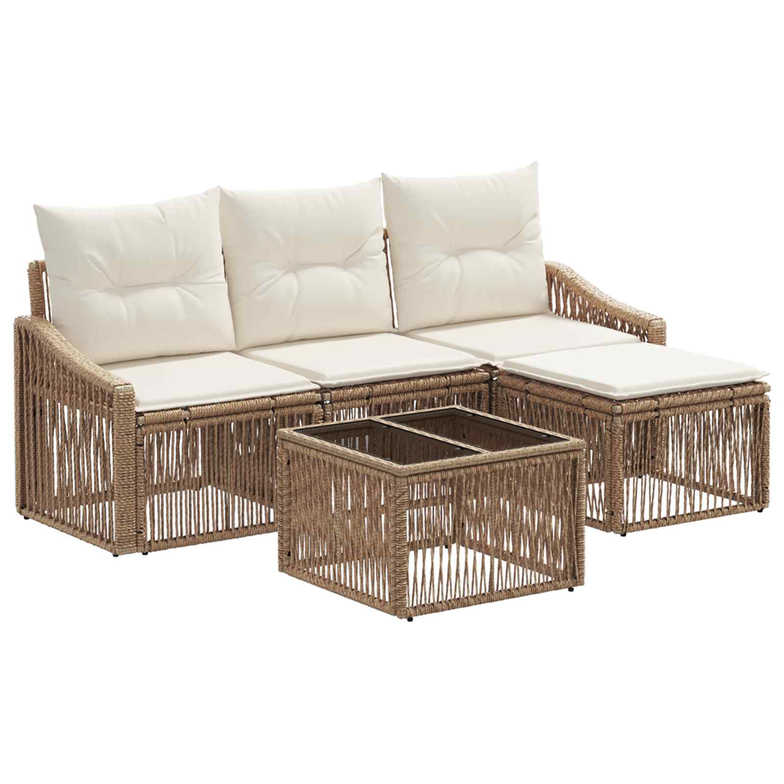 vidaXL Tuinbankenset 5 pcs Zwart poly rattan