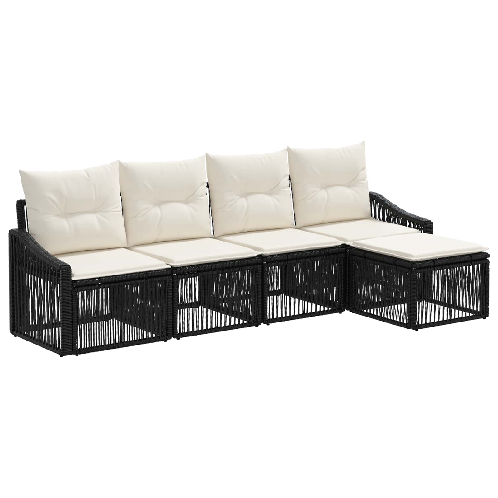 vidaXL Tuinbankenset 6 pcs Zwart poly rattan