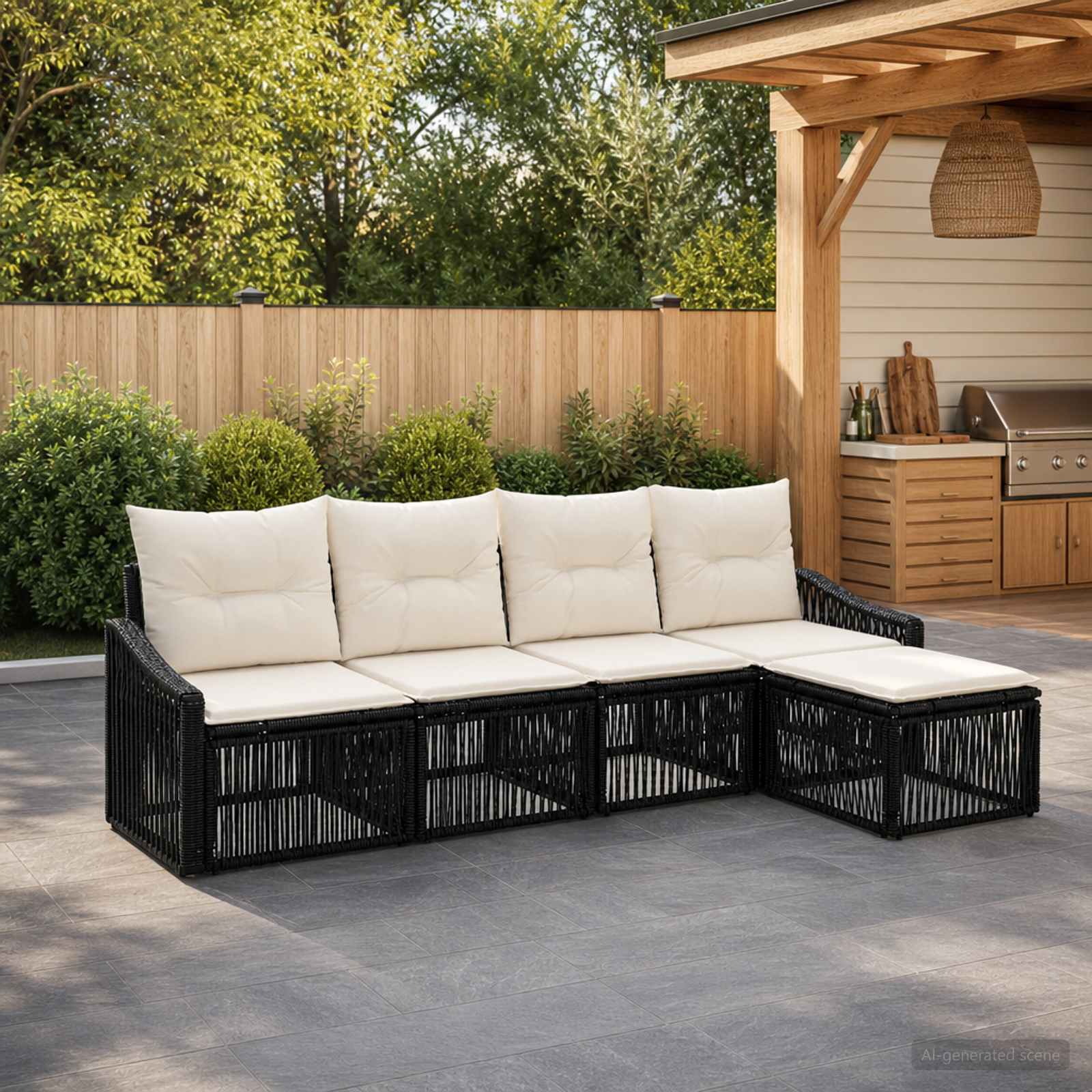 vidaXL Tuinbankenset 6 pcs Zwart poly rattan