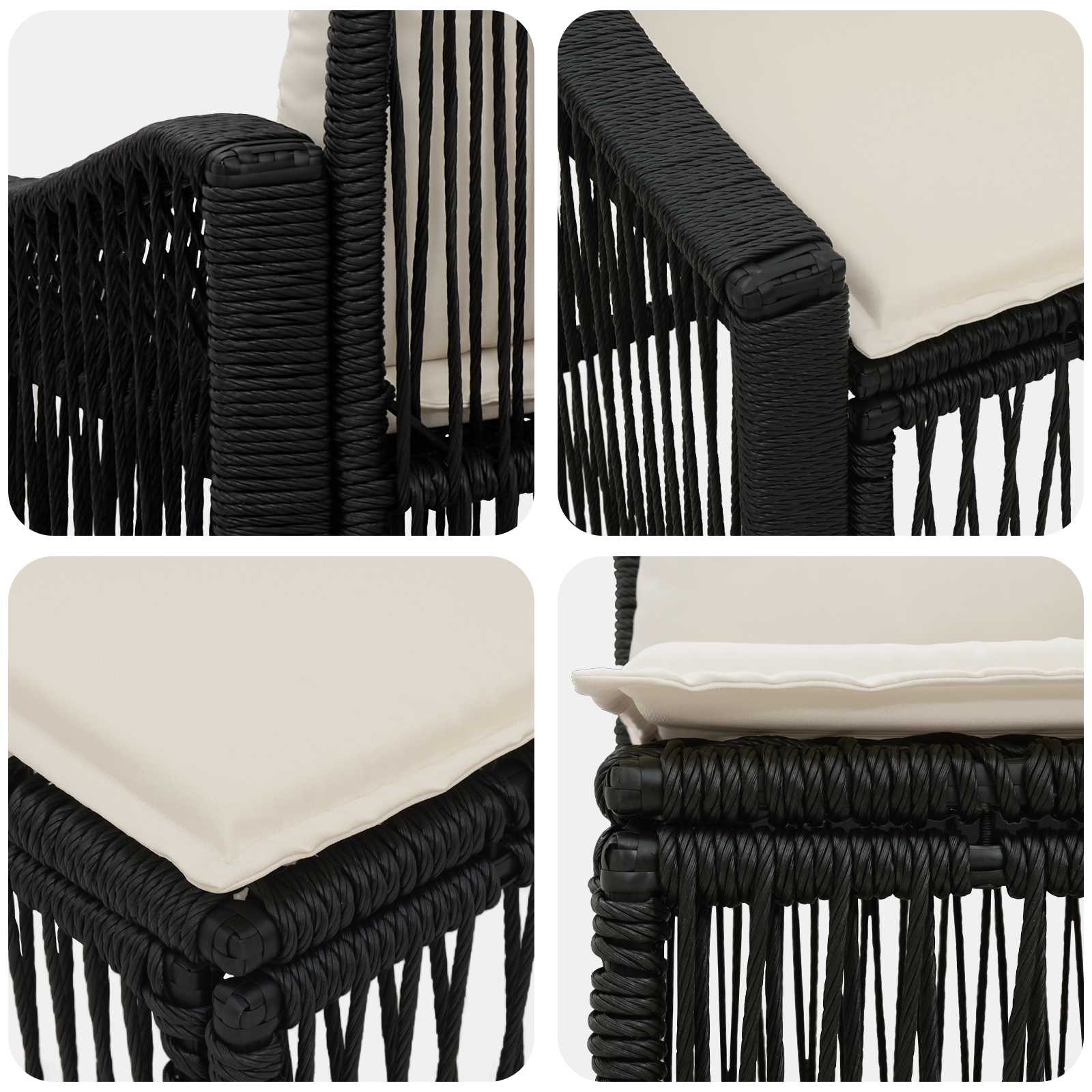 vidaXL Tuinbankenset 6 pcs Zwart poly rattan