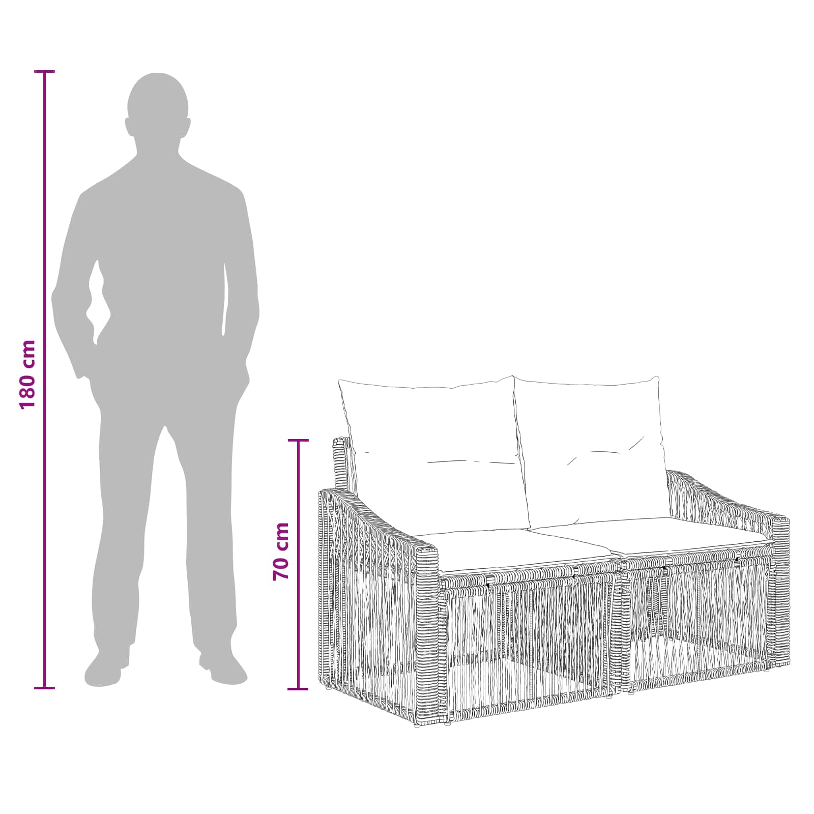 vidaXL Tuinbankenset 6 pcs Zwart poly rattan