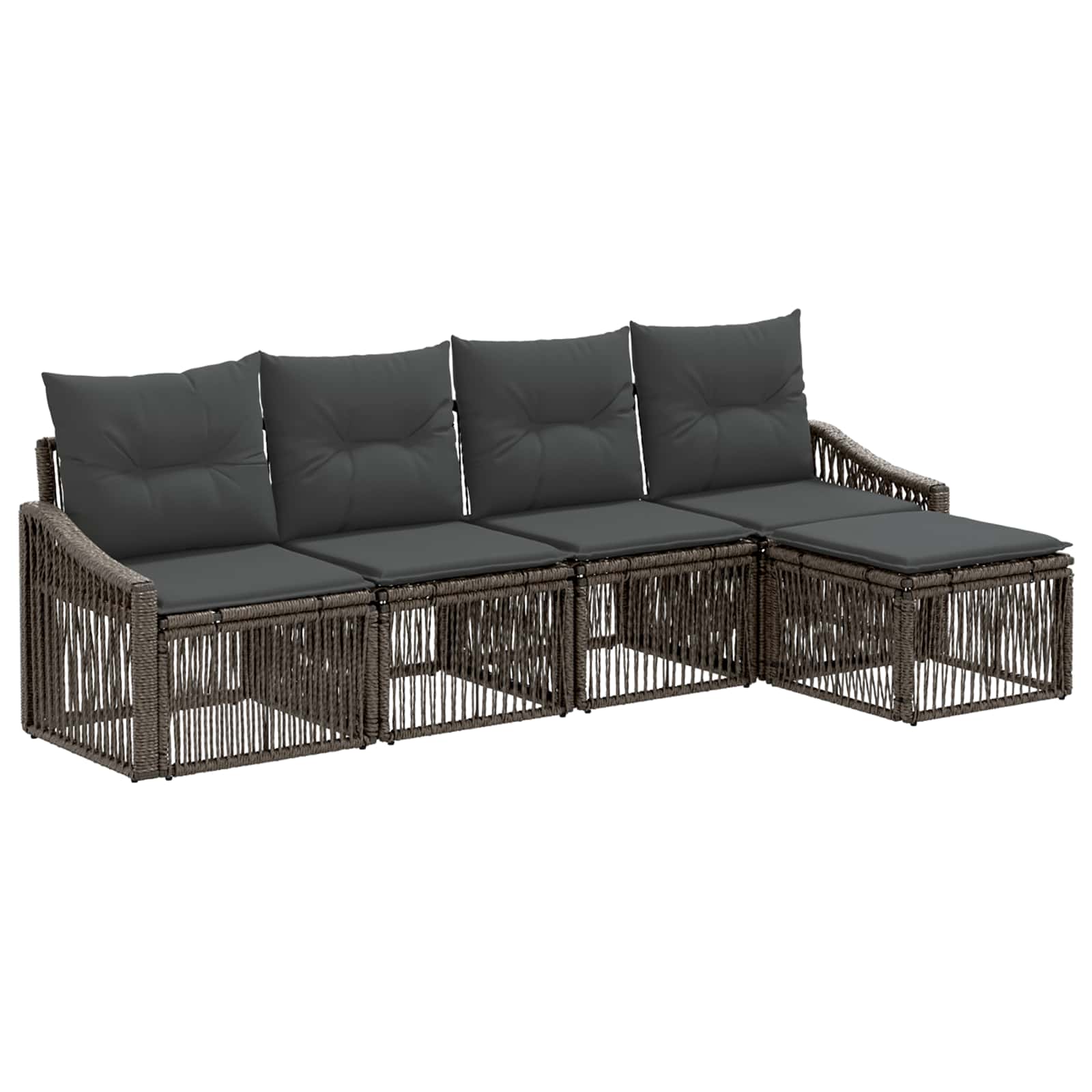 vidaXL Tuinbankenset 6 pcs Zwart poly rattan