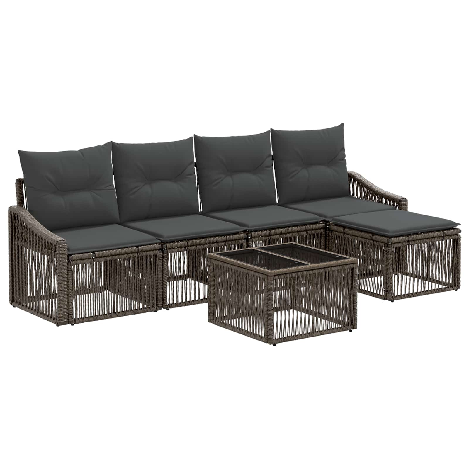 vidaXL Tuinbankenset 6 pcs Zwart poly rattan