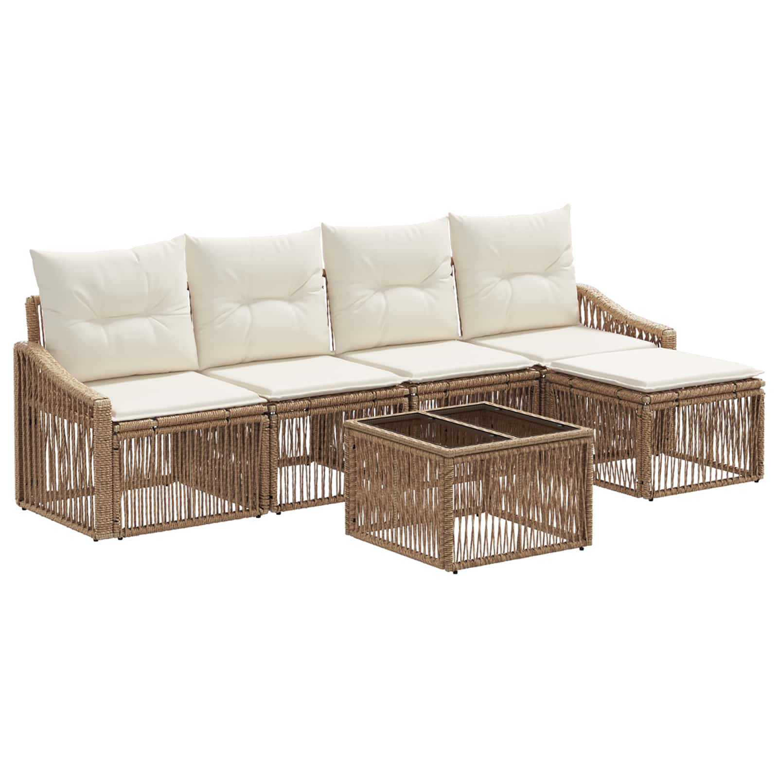 vidaXL Tuinbankenset 6 pcs Zwart poly rattan